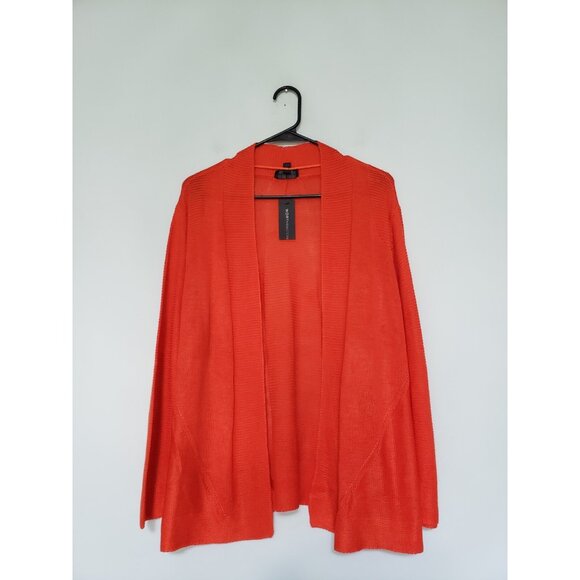 Worthington Womens XL Sweater Zydeco Bright Red Open Front Semi Sheer Office NWT - Picture 1 of 6
